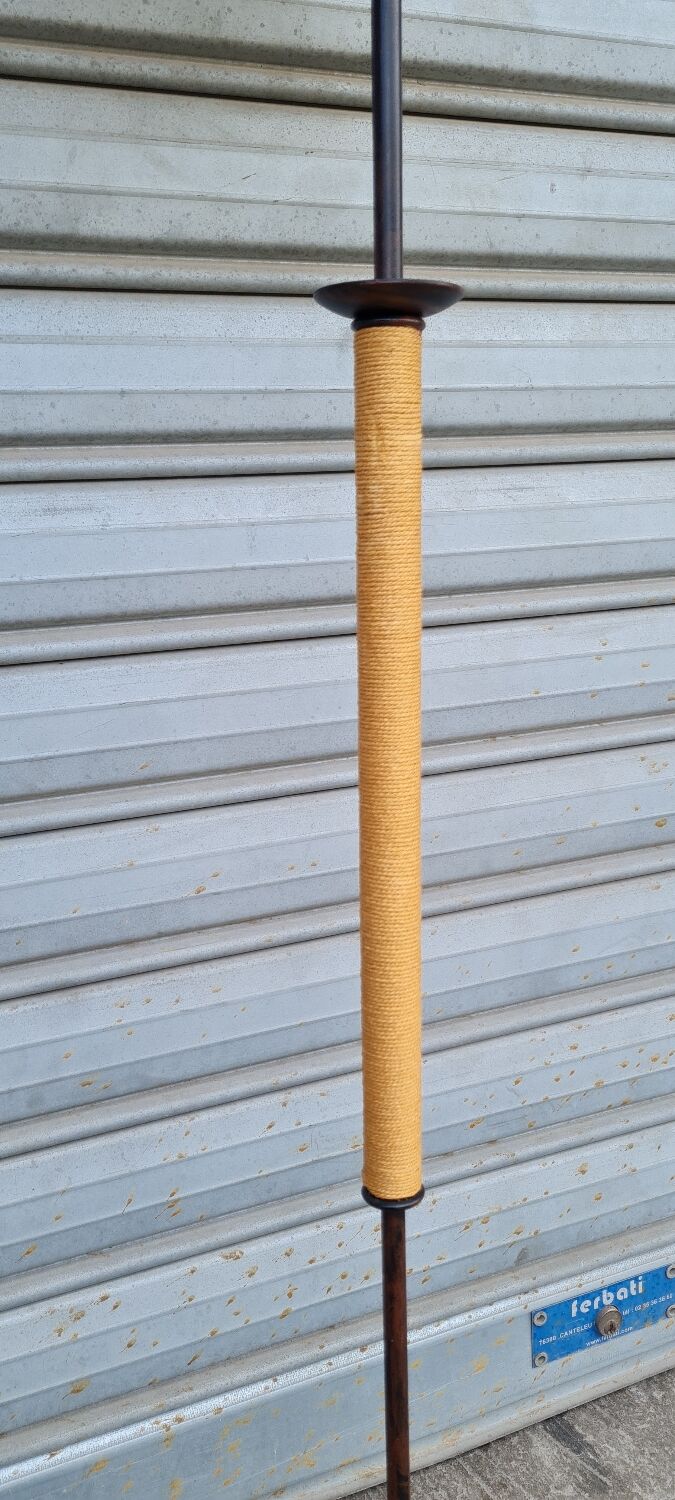 Wrought iron floor lamp and rope