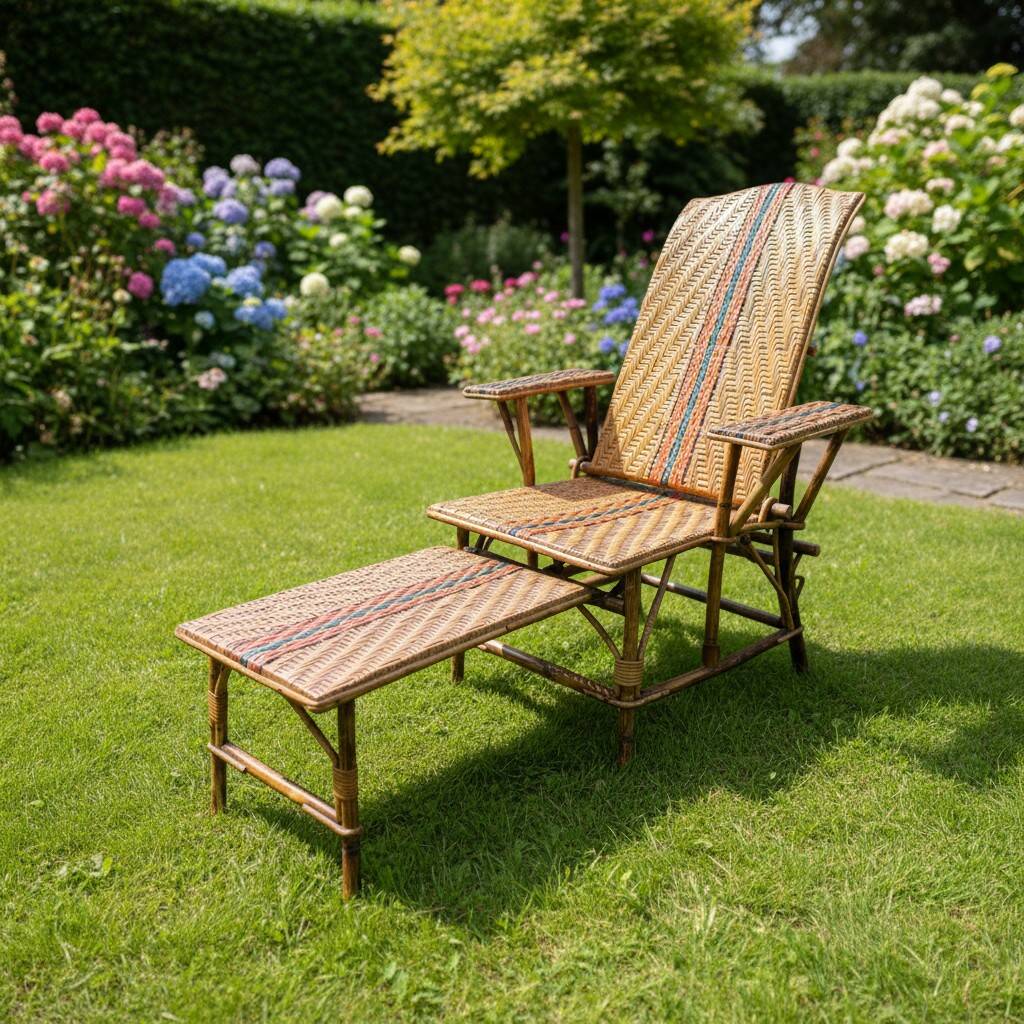 Rattan and bamboo deck chair from around 1940.