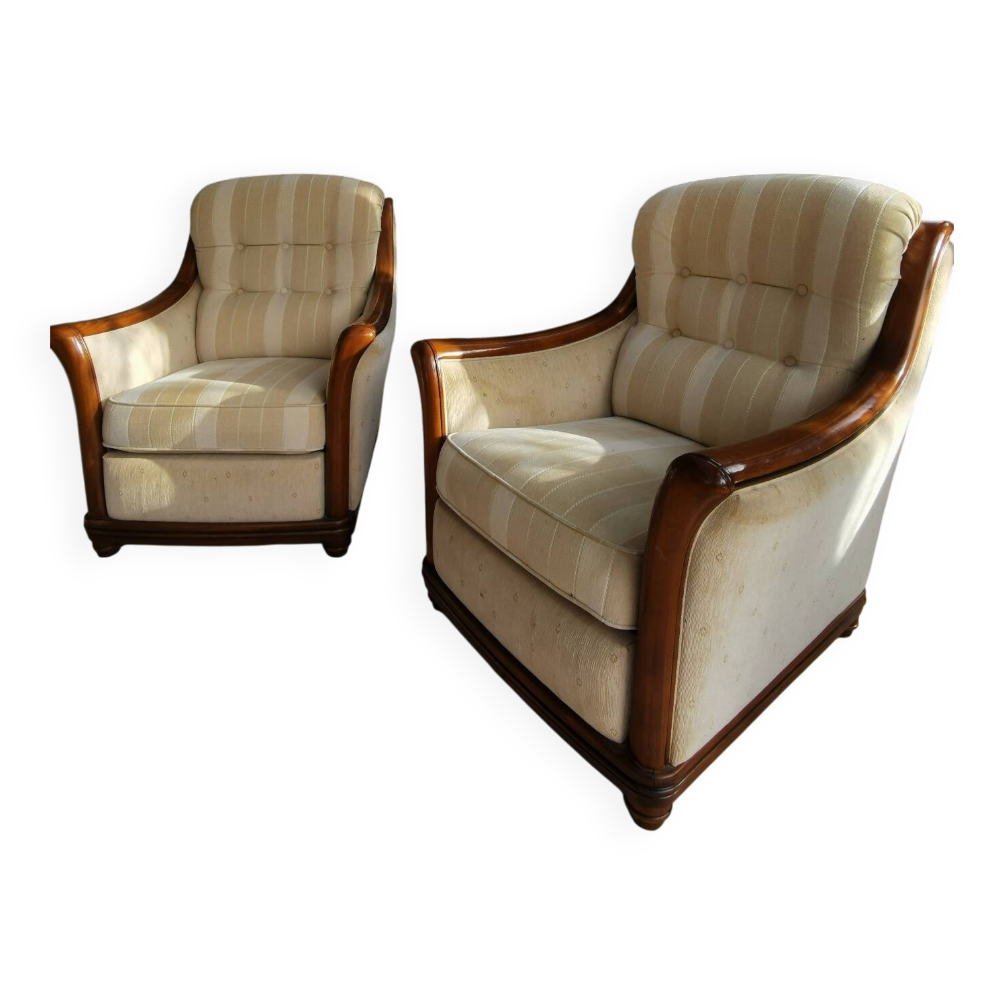Pair of signed Jacques Leleu armchairs