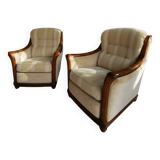 Pair of signed Jacques Leleu armchairs