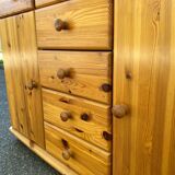 English chest of drawers, solid pine sideboard, 7 drawers and 2 doors
