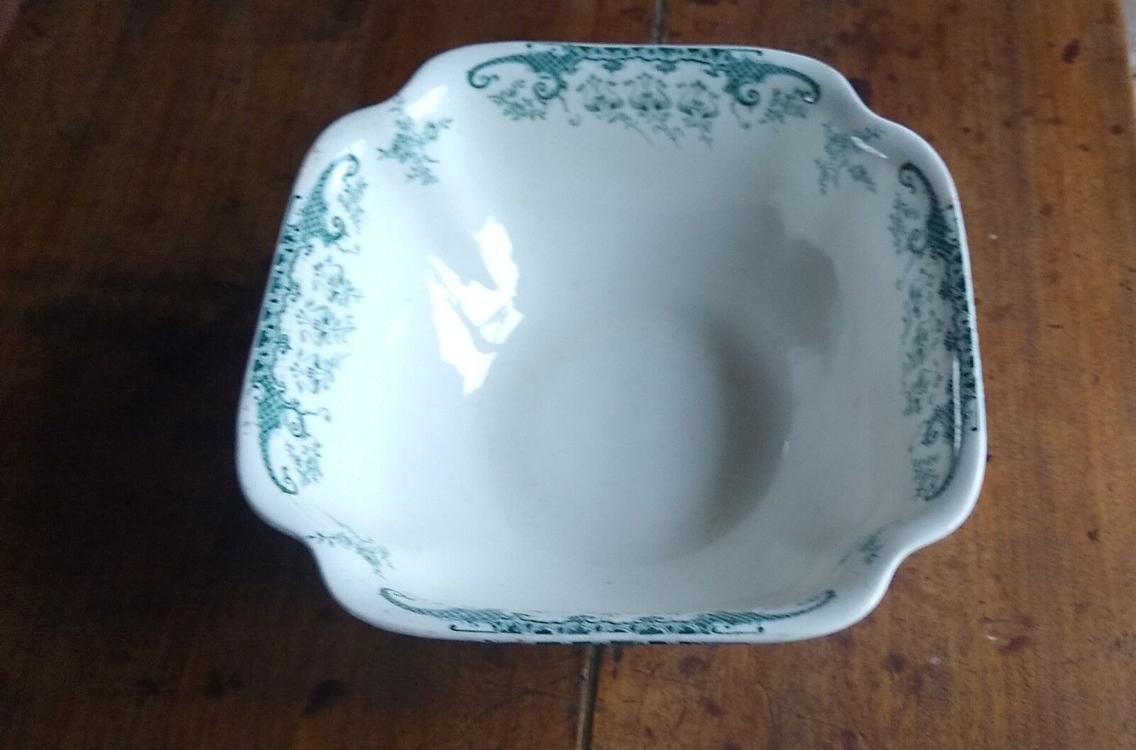 Square bowl Longwy germain model of gray green color