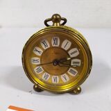beautiful little golden mechanical alarm clock - vintage - TALGO - works
