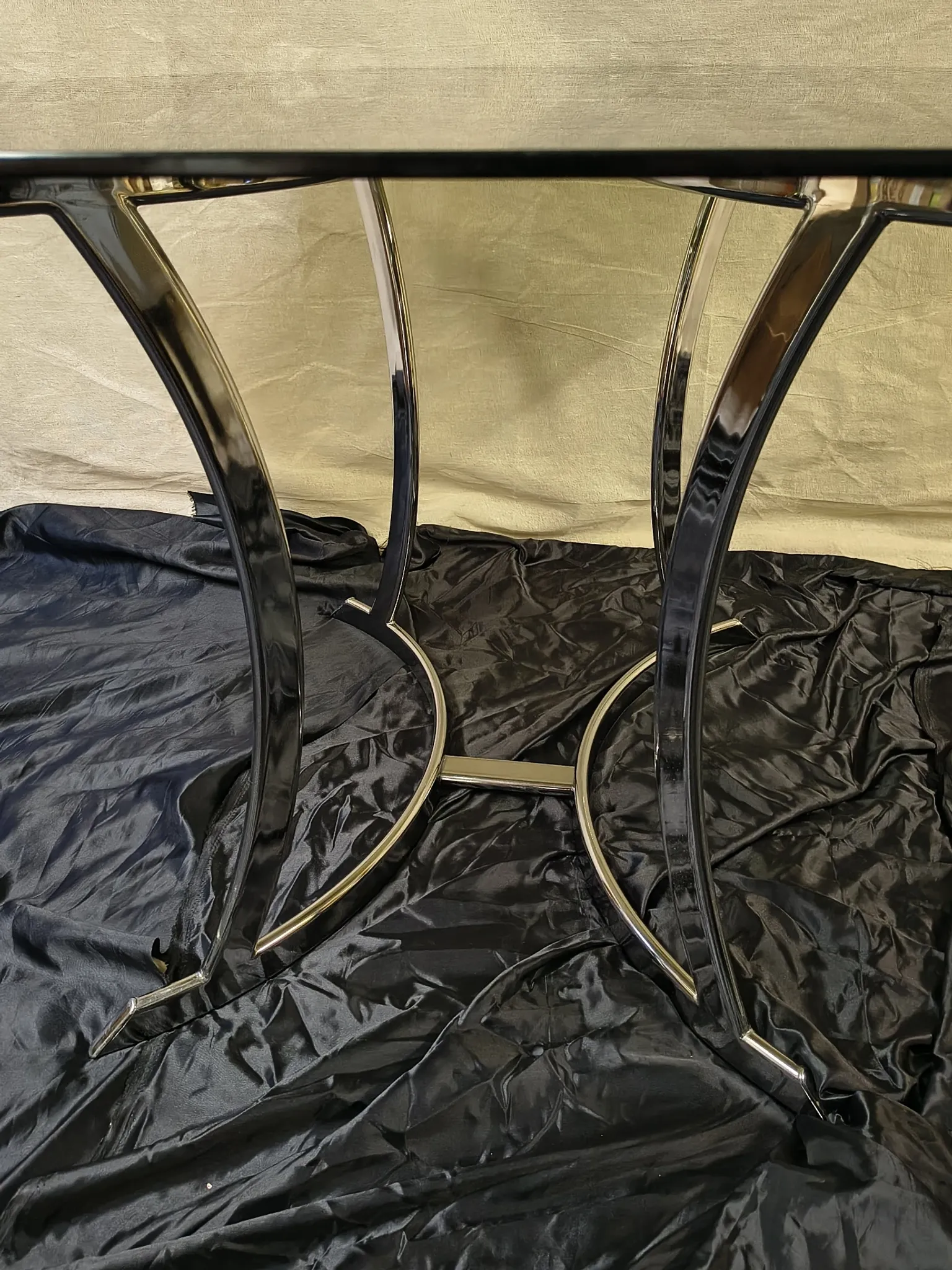 Smoked glass octagonal table from the early 1970s.
