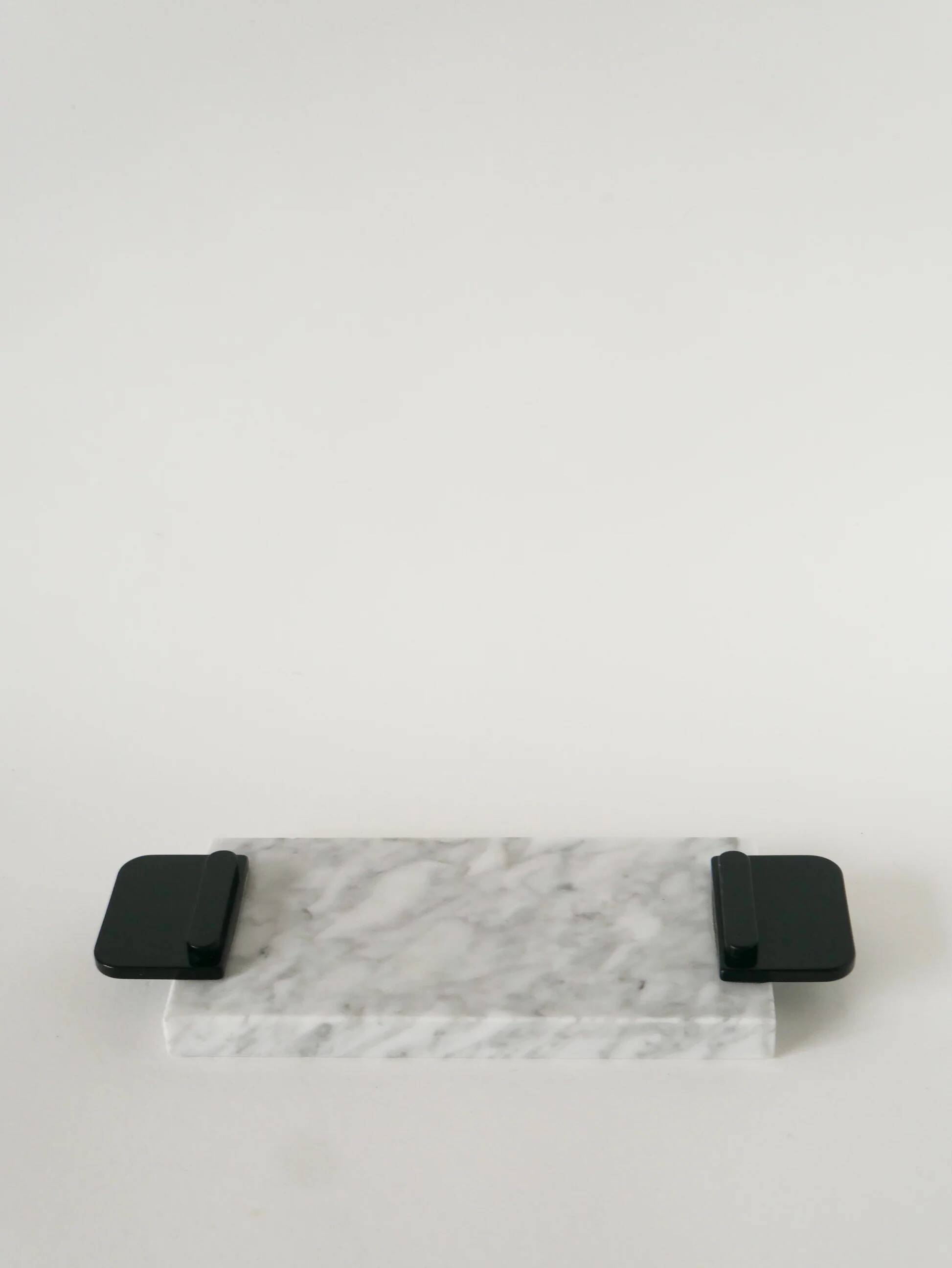 Small marble tray, grey and black, 1980.
