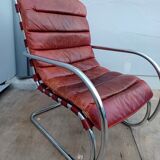 Vintage 1960s-70s chrome and leather armchair