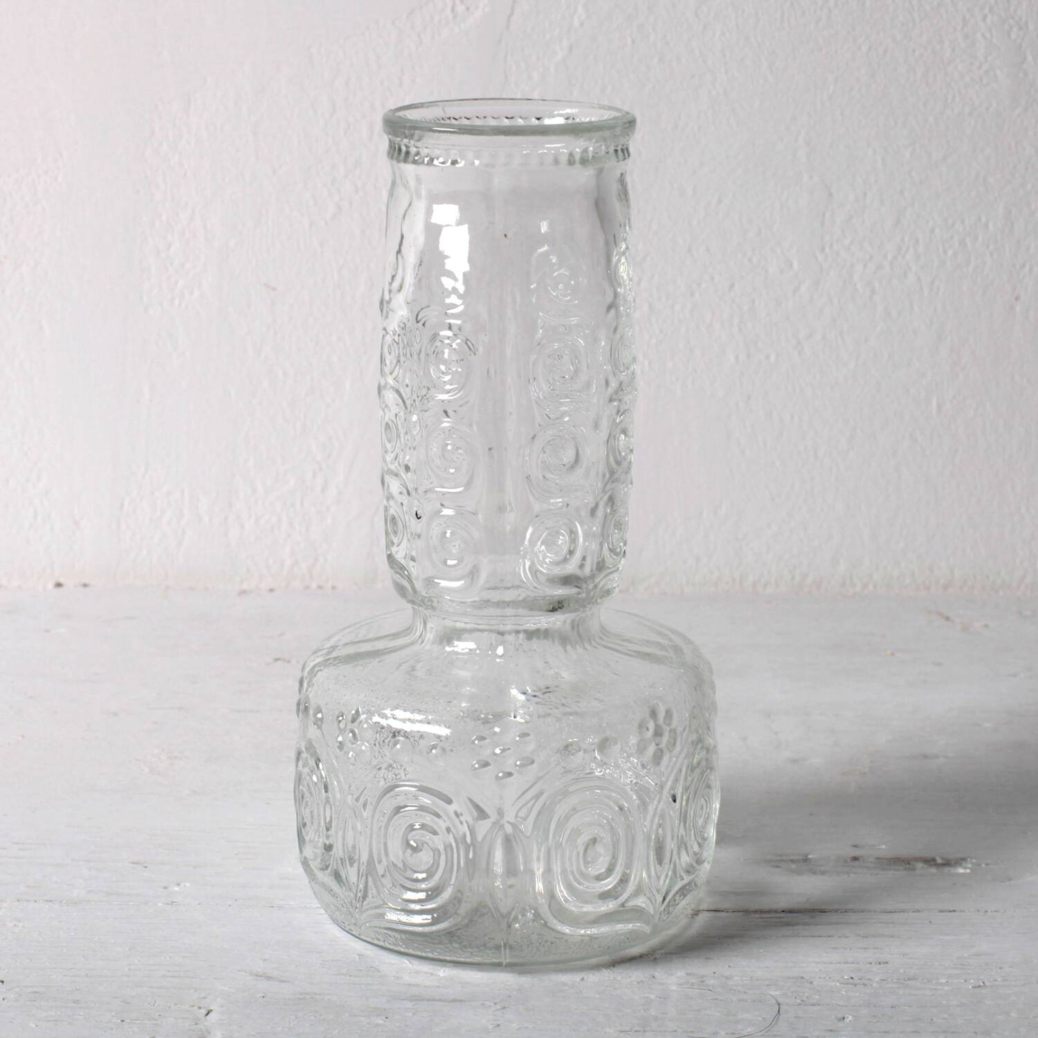 Mid-century Clear Pressed Glass Vase by Adolf Matura / Rosice / 1973