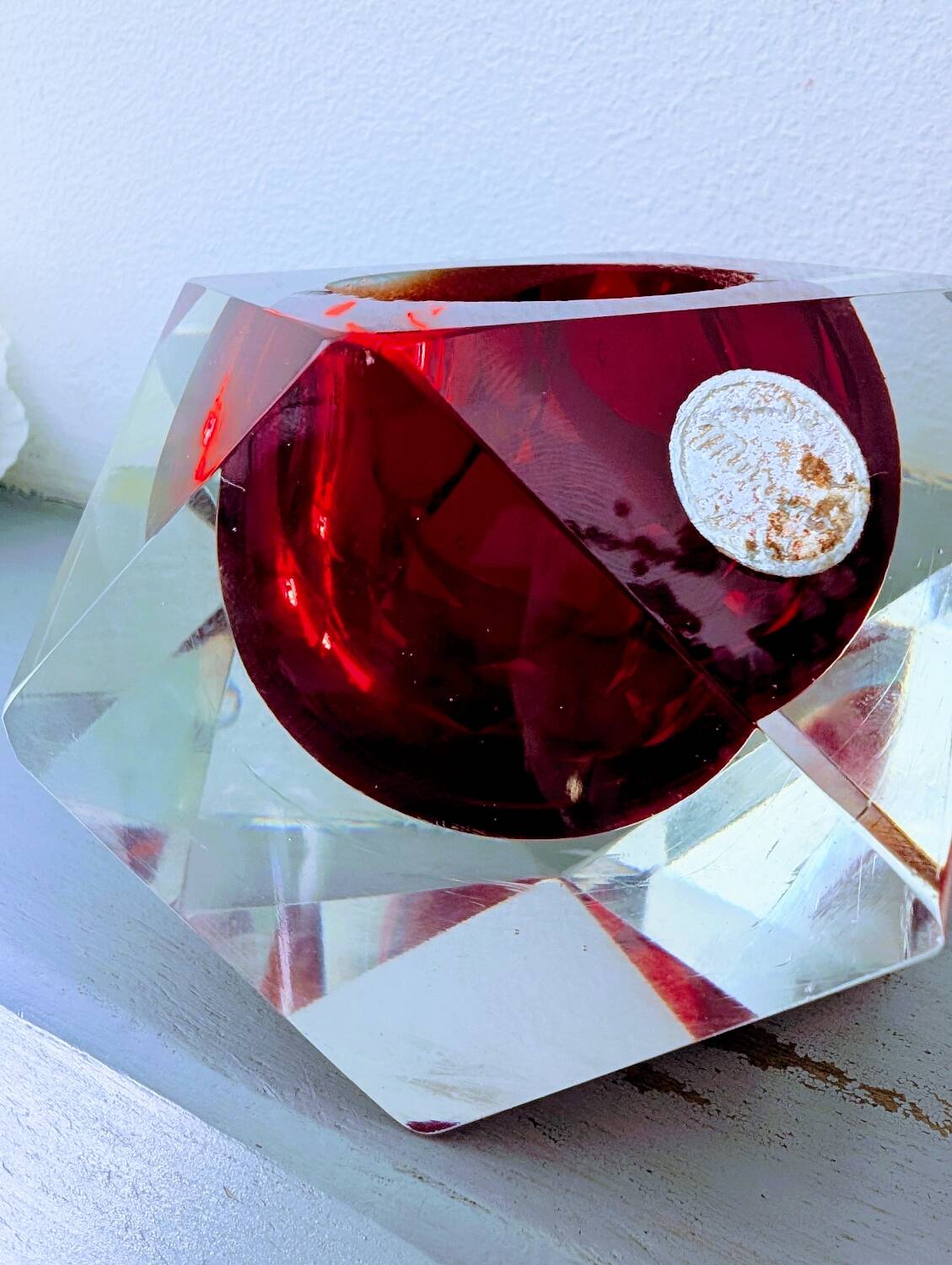 Murano Sommerso Block Candle Holder Design 60/70 Visible Label