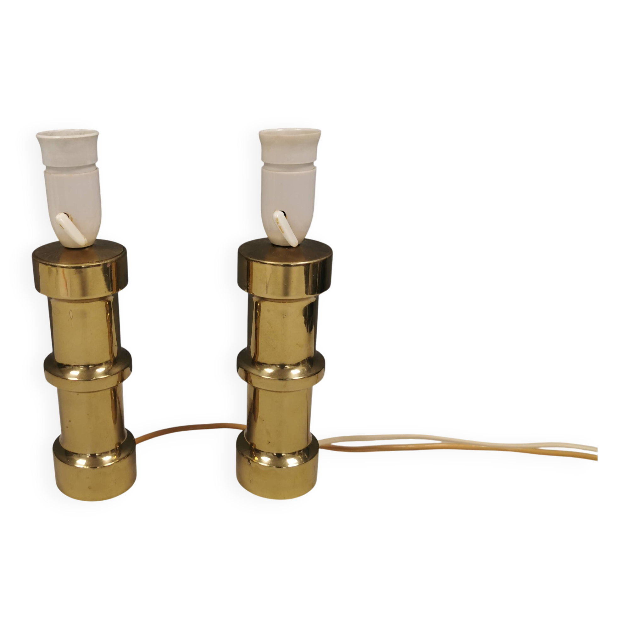 A set of beautiful brass table lamps. Danish and estimated from the 1970s.