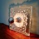 Space Age wall light in pressed transparent moulded glass, 1970.
