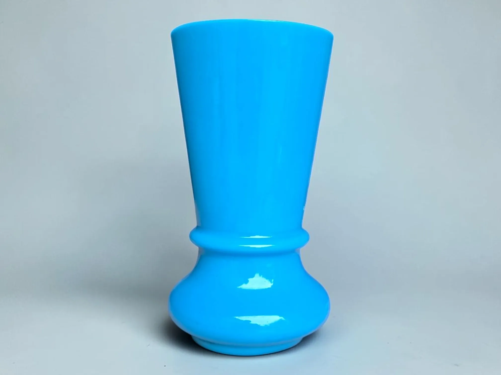 Blue opaline vase, "fair opaline"
