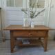 Coffee table made from a vintage solid oak table.