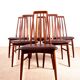 6 Danish chairs in teak and new leather, model "Eva" by Niels Koefoed.