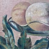 Antique original still life oil painting, fruit kitchen art