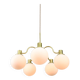 Lustre italien moderne du milieu du siècle en laiton et verre opalin, années 1960