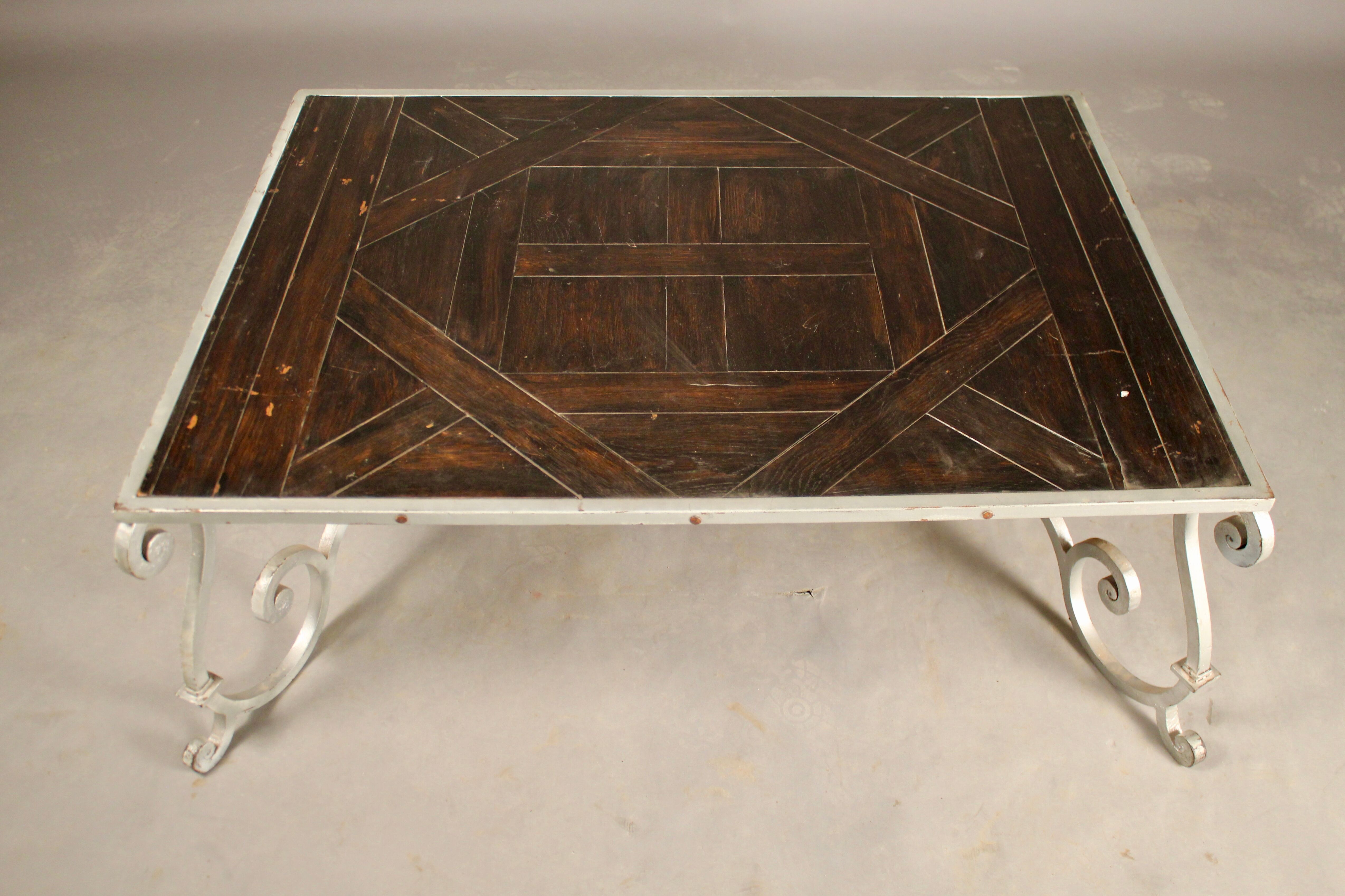 Coffee table on parquet wrought iron