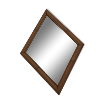 Vintage bamboo bevelled mirror