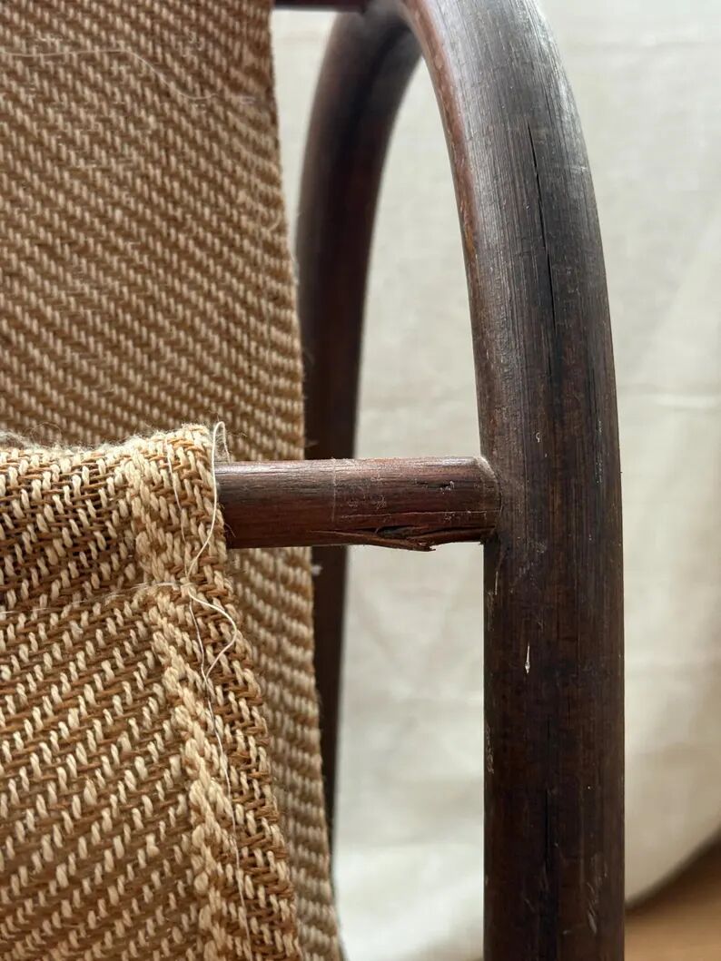 porte-revues vintage en rotin et jute | style bohème des années 50 | années 1970