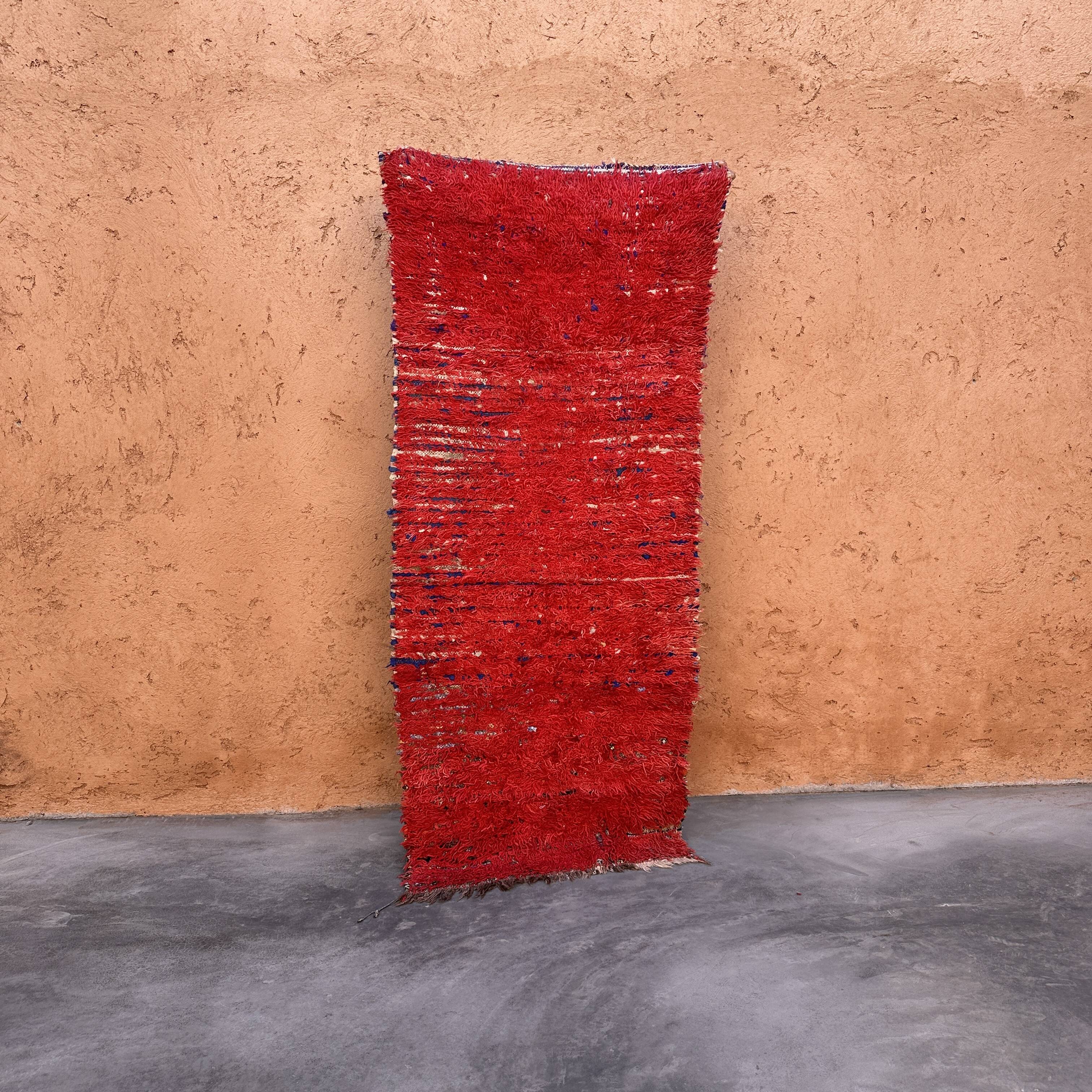 Red Boujad Moroccan rug - 207 x 88 cm