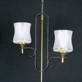 Mid-century black & brass pendant styled