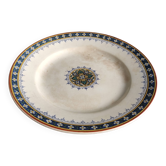Plat à gâteau ou présentoir à gâteaux vintage français pour desserts ou fruits, Sarreguemines, mod. Myosotis