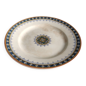 French vintage cake plate or cake stand for desserts or fruit, Sarreguemines, mod. Myosotis