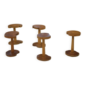 Ensemble de 5 tables d’appoint brutalistes en palissandre 1960’s
