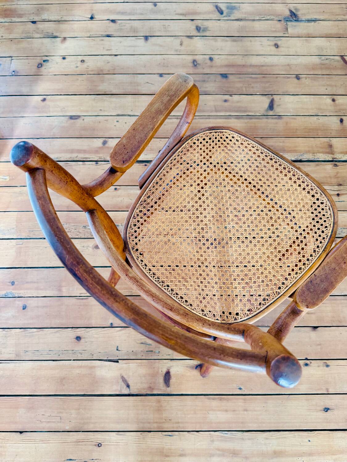 1900 curved wood armchair