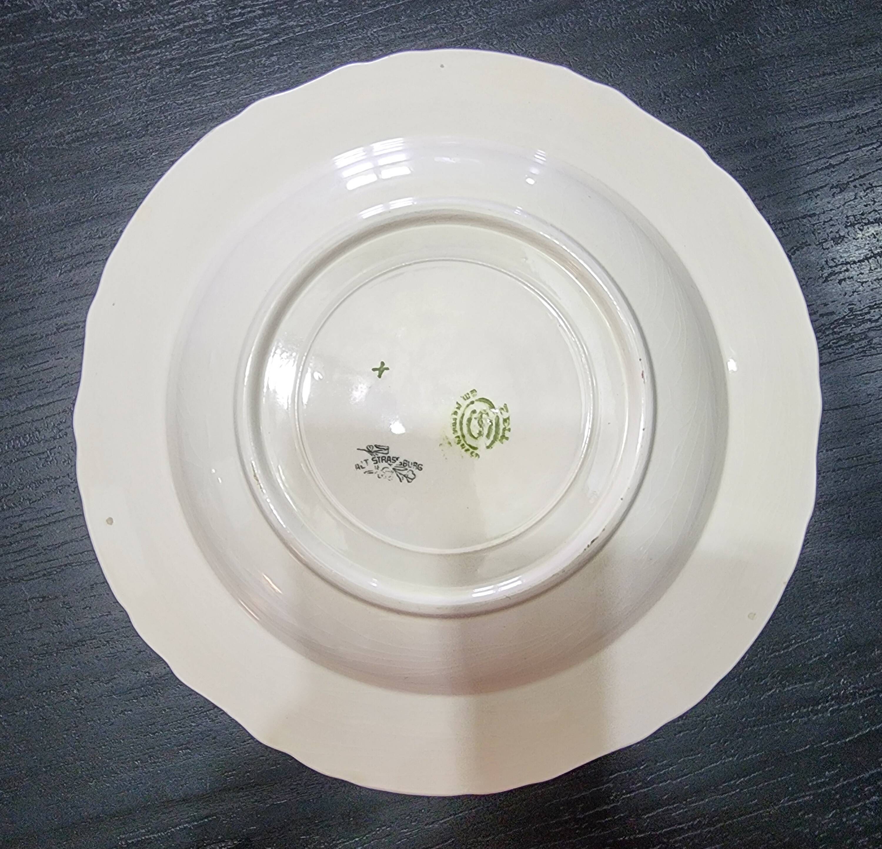 shallow dish faience Zeller ceramics old Strasbourg vintage