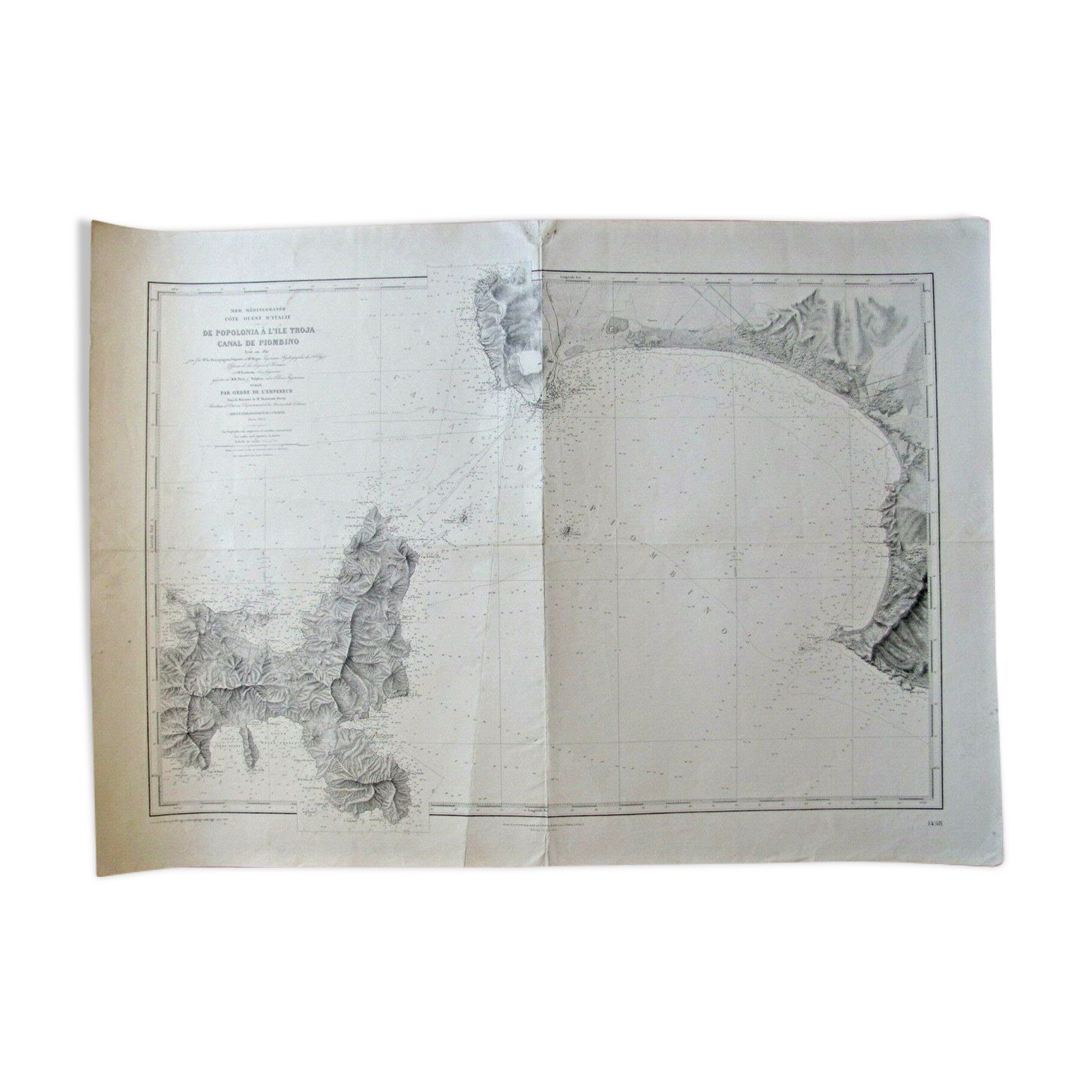 Nautical chart - Elba Island - From Popolonia to Troja Island - Italy