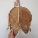 Vintage raffia flower pendant lamp