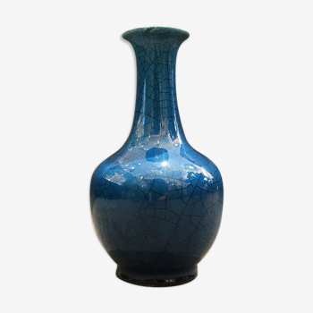 Vase craquelé bleu, XXe siècle