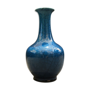 Vase craquelé bleu, - xxe