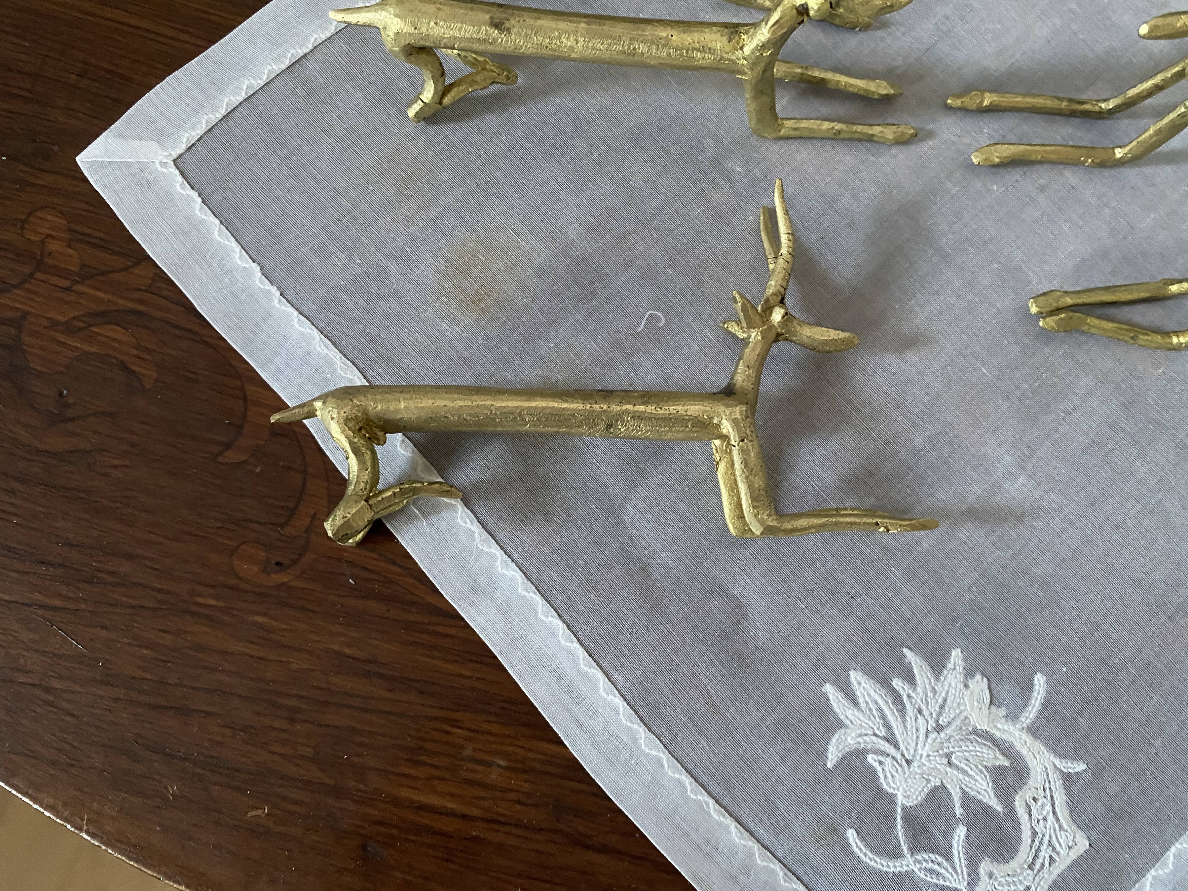 Lot de 6 porte-couteaux en bronze doré