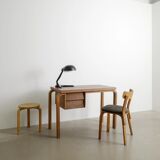 Early Vintage Finnish Mid Century Alvar Aalto Wooden Desk & Chair, 1940s