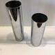 Pair of silver metal tube vases