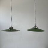 Paire d’anciennes suspensions emaillees 25 cm