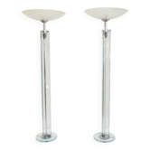 Paire rare de lampadaires en cristal de Pietro Chiesa pour Fontana Arte, années 1930