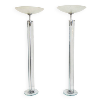Pietro Chiesa for Fontana Arte rare pair of crystal floor lamps, 1930s