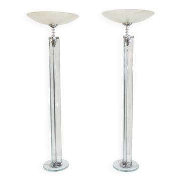 Pietro Chiesa for Fontana Arte rare pair of crystal floor lamps, 1930s