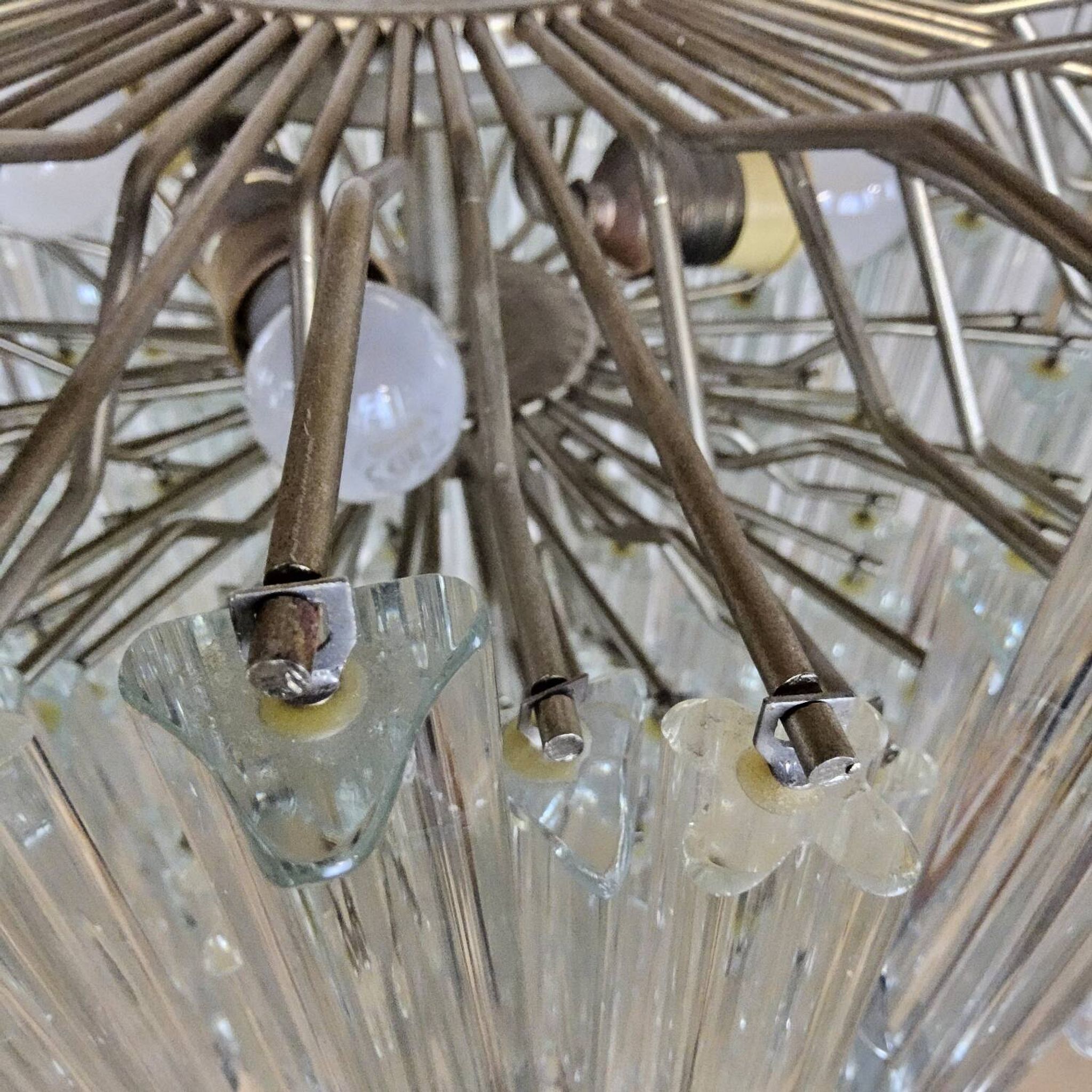 Vintage Italian crystal chandelier Venini Triedi Murano (1960s)