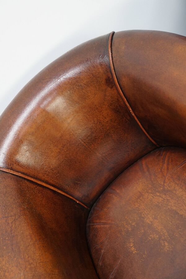 Fauteuils de club en cuir couleur cognac néerlandais vintage, ensemble de 2
