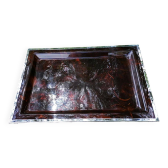 Classy 1970 vintage Lucite tray with chrome rim