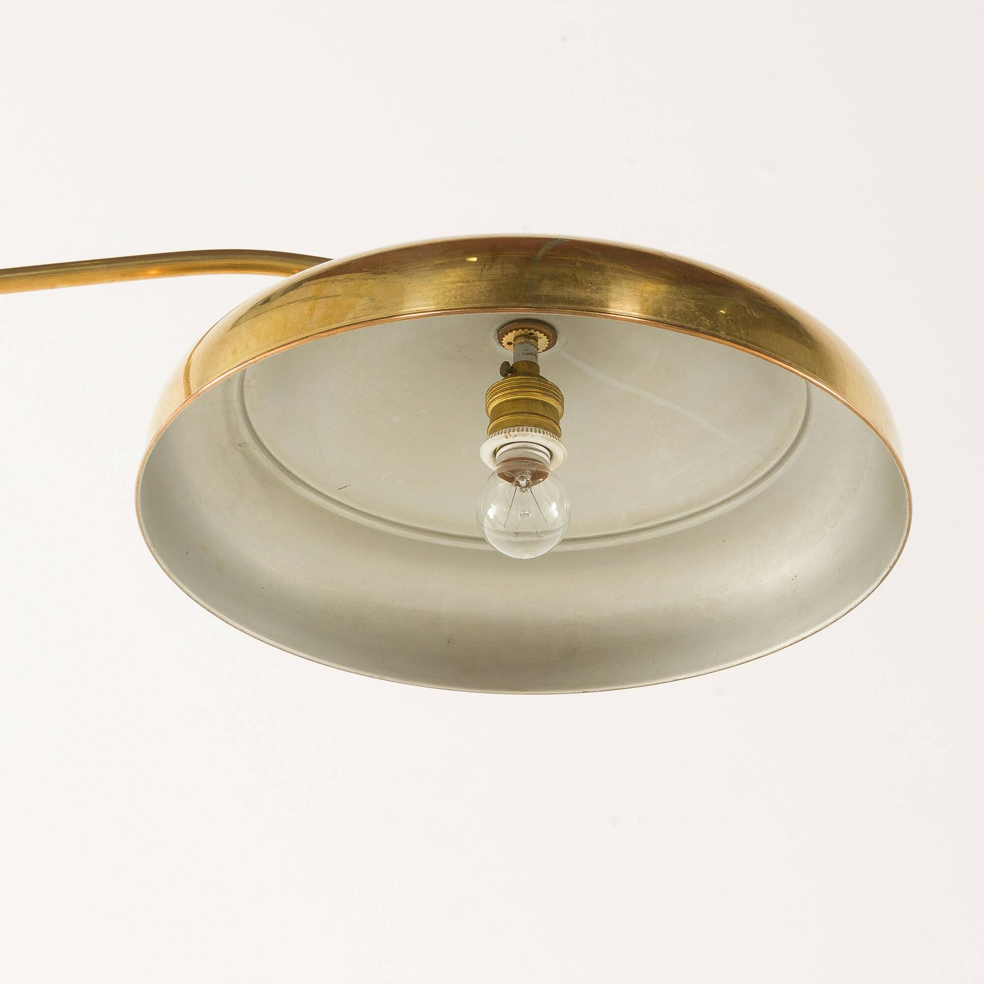 Italian swing arm brass floor lamp with marble base, 1970s