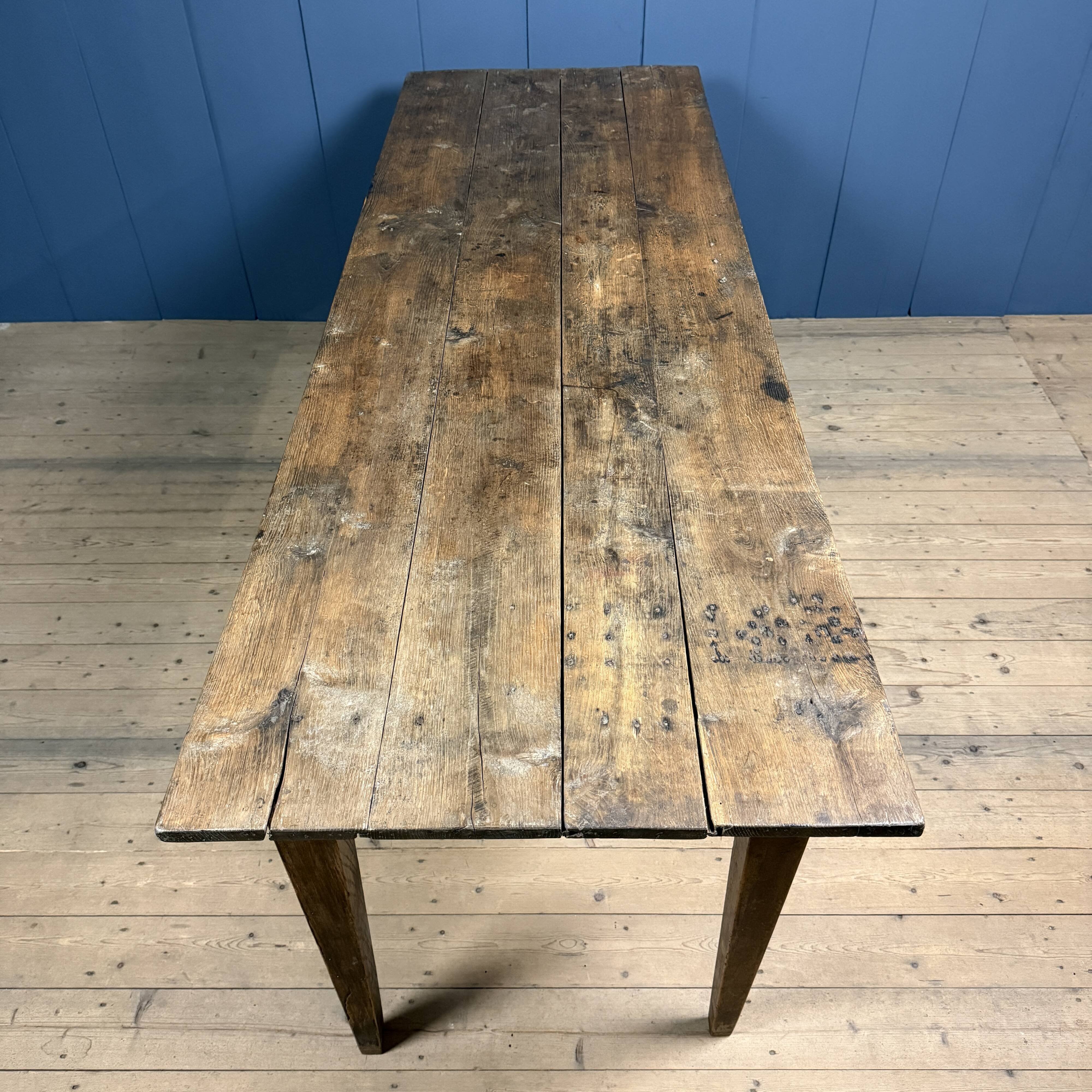 Rustic French oak farmhouse dining table