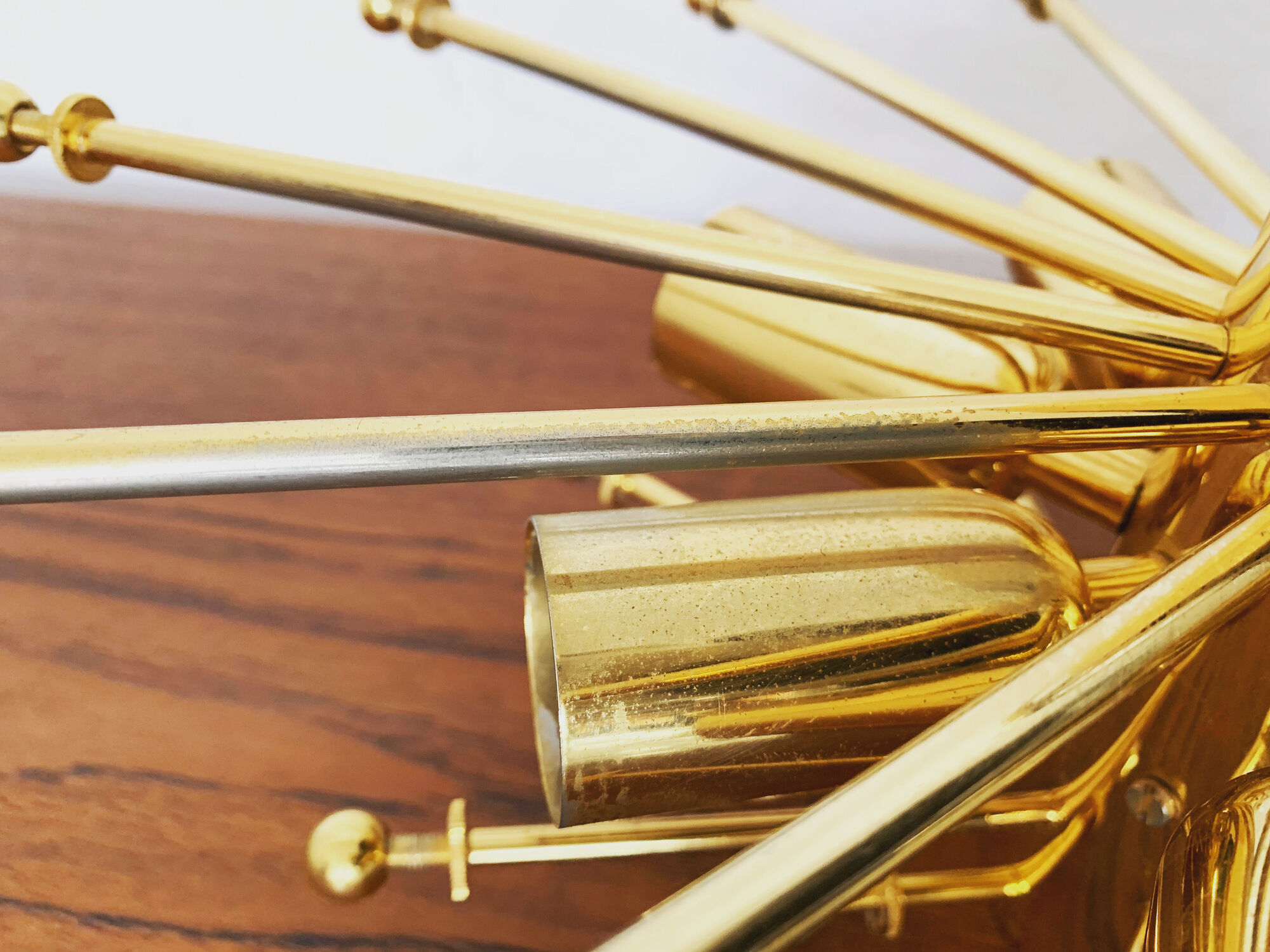 Gilded ice glass chandelier by J.T. Kalmar for Franken KG