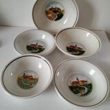 Set of 5 Italian ceramic dishes with country decor