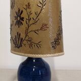 Indigo blue glazed stoneware lamp and resin, France circa 1960.