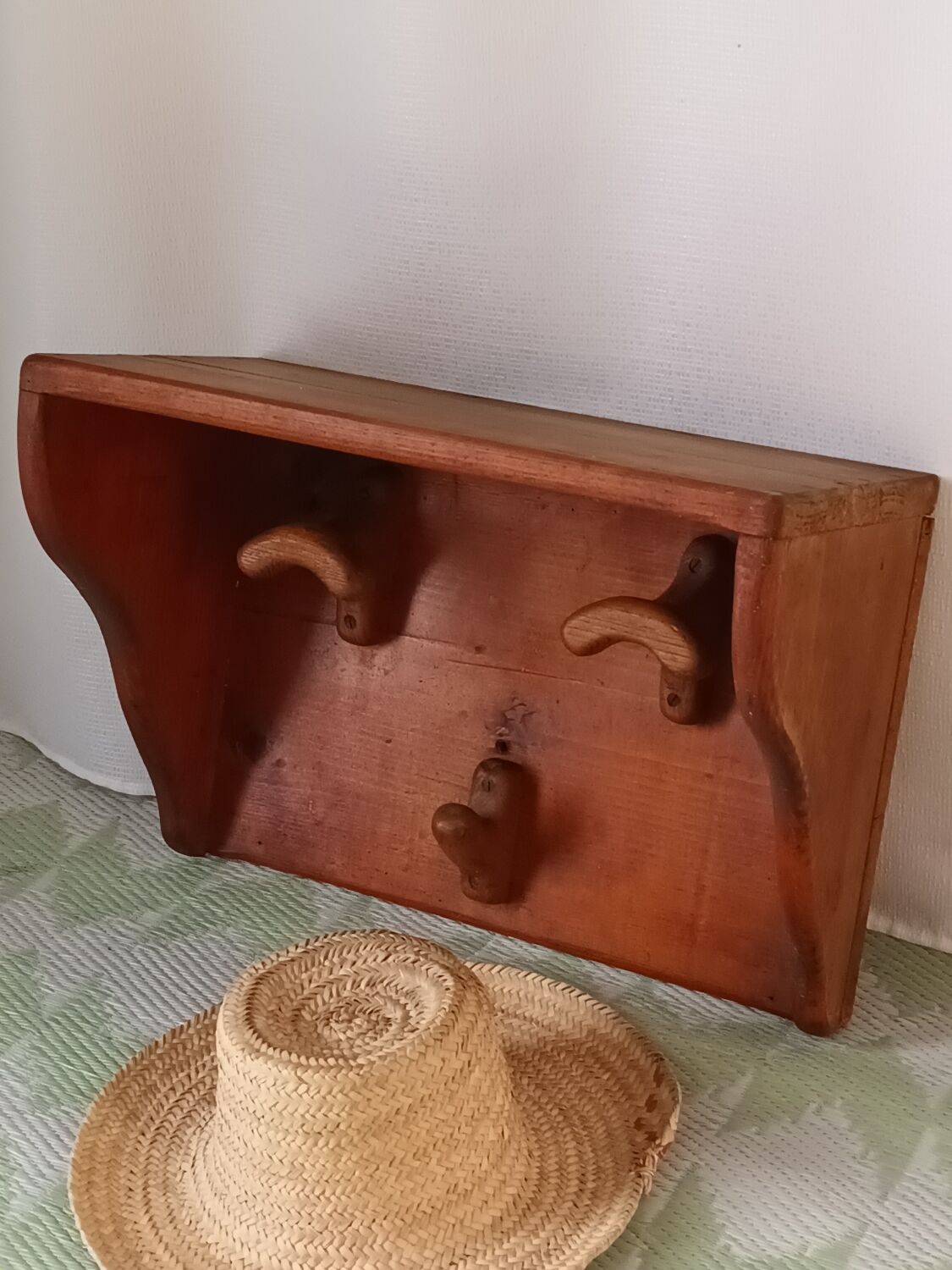 Vintage wooden wall coat rack