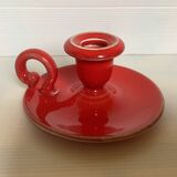 Red ceramic cellar rat candle holder